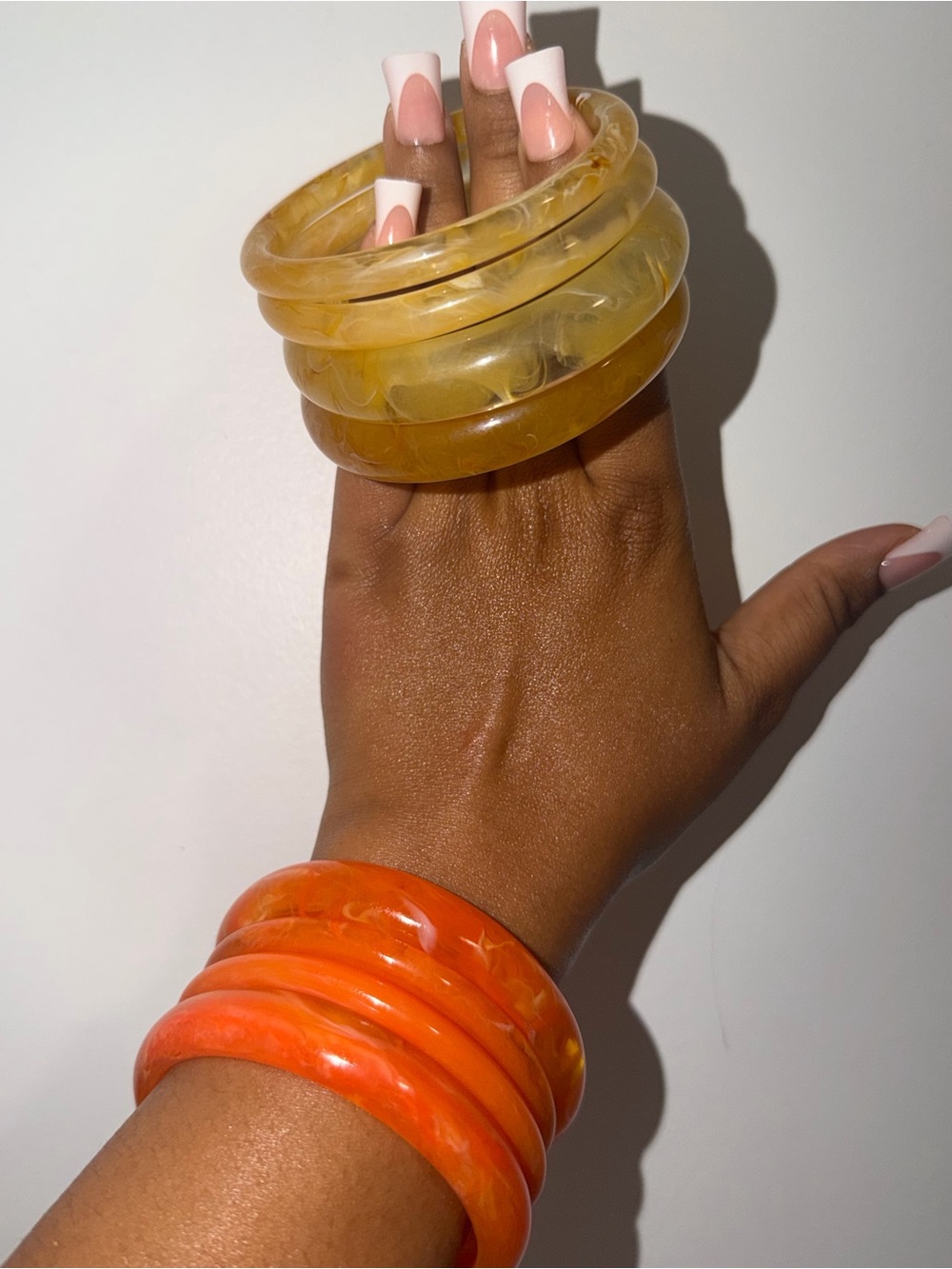 Resin Bangle Bracelet Set - Yellow & Orange